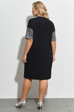Чёрное трикотажное платье с коротким рукавом Aquarel(фото4)