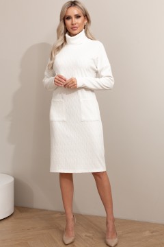 Белое трикотажное платье с накладными карманами Эльвина №2 Valentina(фото2)