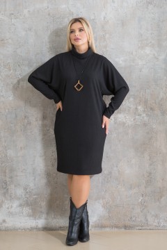 Тёплое чёрное трикотажное платье-свитер Venusita(фото2)