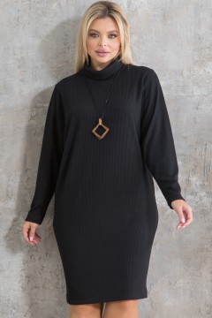 Тёплое чёрное трикотажное платье-свитер Venusita