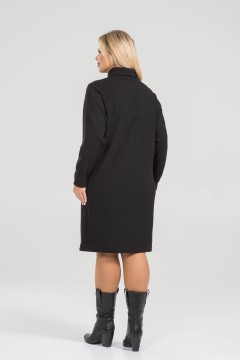 Тёплое чёрное трикотажное платье-свитер Venusita(фото3)