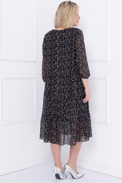 Чёрное шифоновое платье с цветочным принтом Bellovera(фото4)