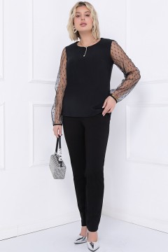 Чёрная блуза с рукавами из сетки Bellovera(фото2)