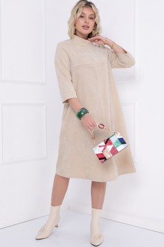 Бежевое вельветовое платье с карманами Bellovera(фото2)