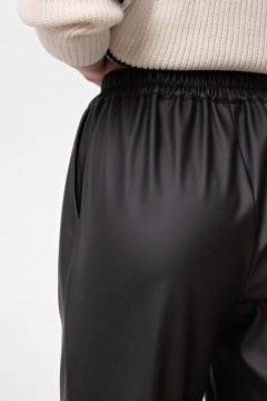Кожаные чёрные брюки с карманами Mariko(фото4)