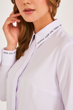 Белая рубашка с текстовым принтом Priz(фото3)