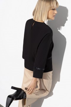 Чёрная блузка с укороченными рукавами и асимметричным низом Charutti(фото4)