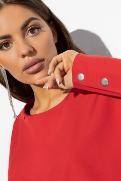 Красная укороченная блузка с кулиской по переду и завязками Charutti(фото3)