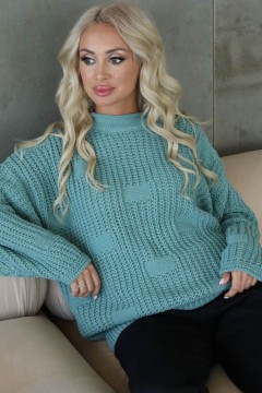 Объёмный вязаный свитер мятного цвета Wisell