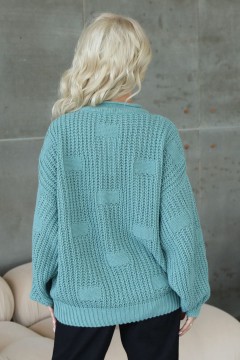 Объёмный вязаный свитер мятного цвета Wisell(фото4)