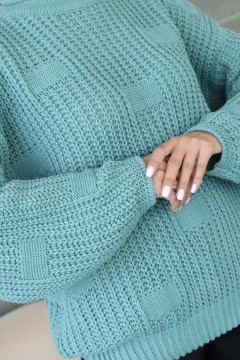 Объёмный вязаный свитер мятного цвета Wisell(фото3)