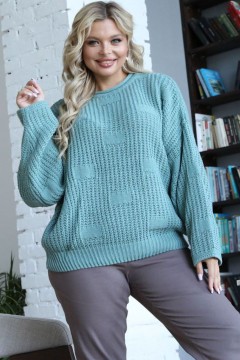 Вязаный объёмный свитер мятного цвета