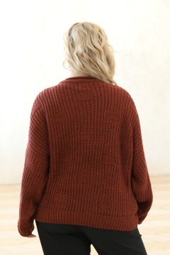Объёмный вязаный свитер терракотового цвета Wisell(фото3)
