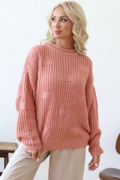 Вязаный свитер свободного силуэта персикового цвета Wisell
