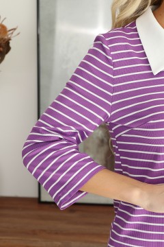 Фиолетовый джемпер в полоску Wisell(фото3)