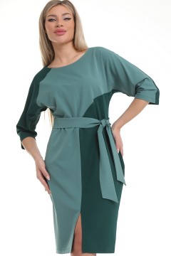 Зелёное платье-футляр с поясом Diolche