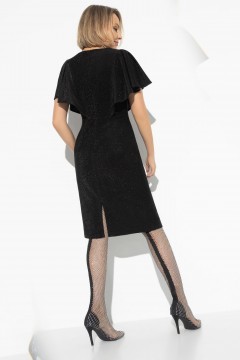Трикотажное короткое чёрное платье с люрексом 54 размера Charutti(фото4)