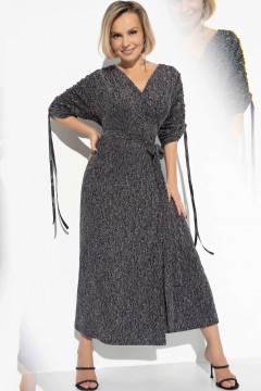 Чёрное длинное трикотажное платье с люрексом Charutti