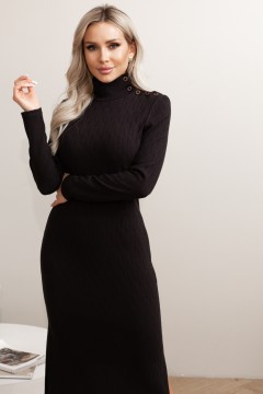 Чёрное трикотажное платье с разрезами Виталина №9 Valentina(фото2)