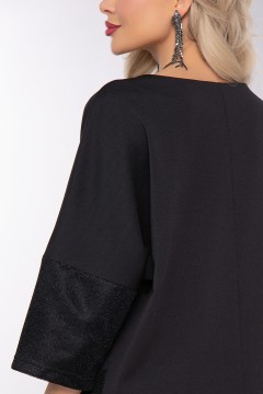 Чёрное трикотажное платье с накладными карманами Lady Taiga(фото3)