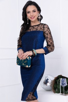 Нарядное синее платье с люрексом Bellovera