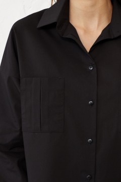 Чёрная хлопковая рубашка с длинными рукавами Cloxy(фото3)