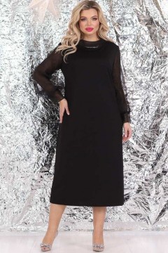 Чёрное платье с рукавами из тафты Wisell
