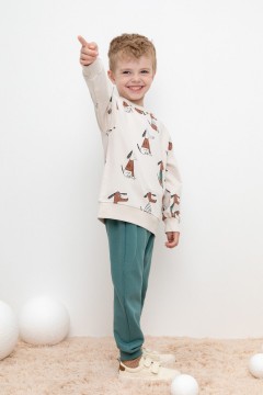 Трикотажные брюки для мальчика из петельчатого футера КР 400624/темный малахит к434 брюки Crockid(фото2)