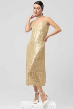 Золотое платье-комбинация с пайетками Charutti
