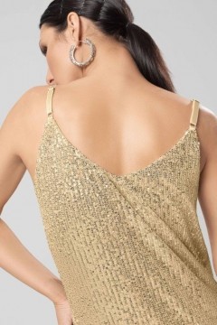 Золотое платье-комбинация с пайетками Charutti(фото3)