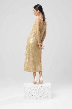 Золотое платье-комбинация с пайетками Charutti(фото4)