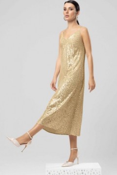 Золотое платье-комбинация с пайетками Charutti(фото2)