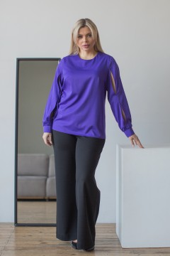Фиолетовая блузка с разрезами на длинных рукавах Novita(фото2)