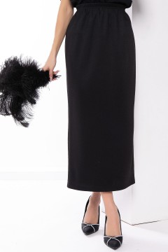 Чёрная длинная юбка из трикотажа Lady Taiga(фото2)