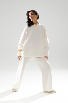Белые брюки из футера с начёсом и карманами Charutti(фото2)