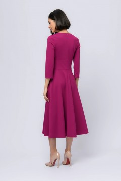 Платье миди с V горловиной в ягодном цвете 1001 dress(фото3)