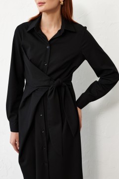 Длинное чёрное платье с длинными рукавами Cloxy(фото3)