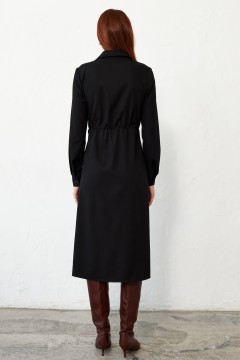 Длинное чёрное платье с длинными рукавами Cloxy(фото4)
