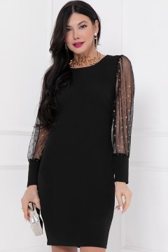 Нарядное чёрное платье с рукавами из сетки Bellovera
