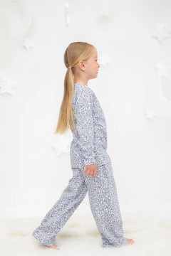 Трикотажная пижама для девочки с брюками К 1625/незабудки на лугу на белом пижама Crockid(фото2)