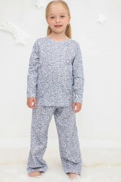 Трикотажная пижама для девочки с брюками К 1625/незабудки на лугу на белом пижама Crockid