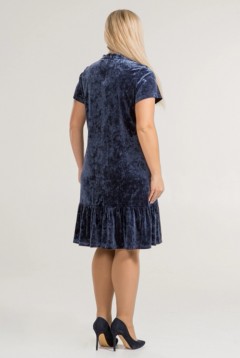 Бархатное платье с воланом в тёмно-синем цвете Venusita(фото3)
