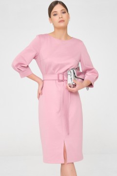 Розовое трикотажное платье с поясом Priz