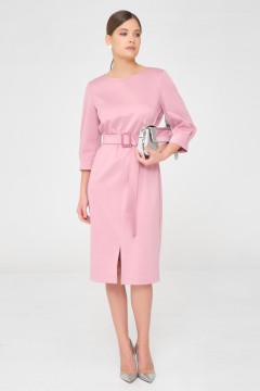Розовое трикотажное платье с поясом Priz(фото2)