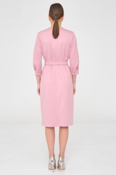 Розовое трикотажное платье с поясом Priz(фото4)