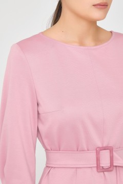 Розовое трикотажное платье с поясом Priz(фото3)