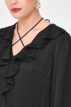 Чёрная блузка с воланами Priz(фото3)