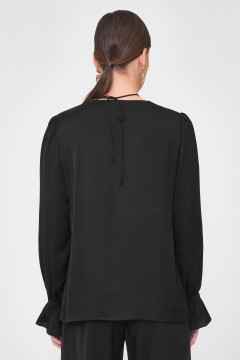 Чёрная блузка с воланами Priz(фото4)