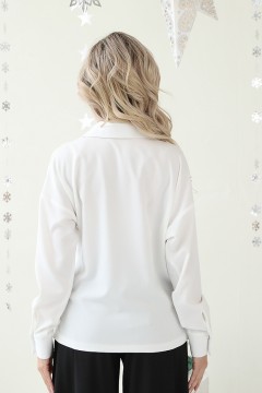 Блузка белая со складкой Wisell(фото4)