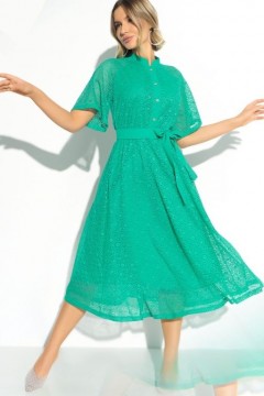 Зелёное кружевное платье на подкладе из креп-шифона 46 размера Charutti